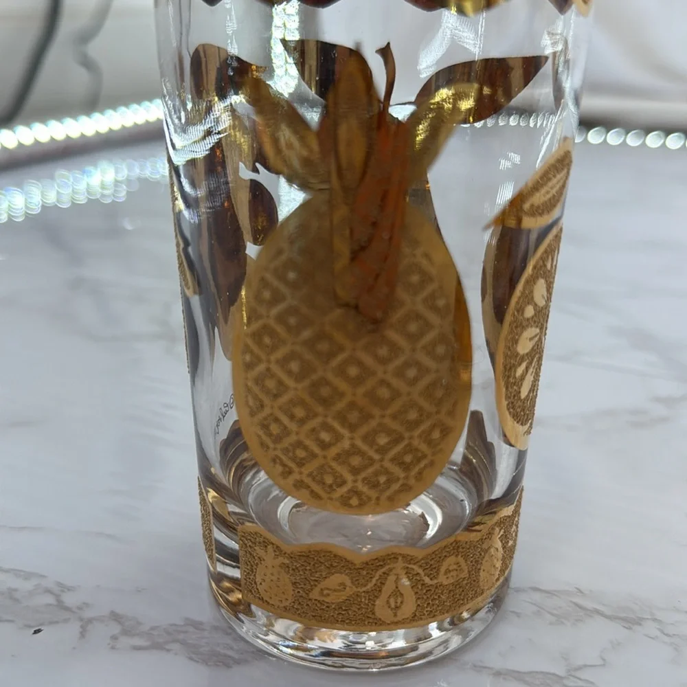 MCM CULVER 22k Florentine Fruit high ball GLASSES